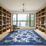 Blue Peony Chinoiserie Area Rug