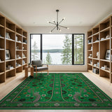 Vibrant Green Heritage Tribal Dot Rug