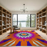 Vibrant Multi-Color Geometric Flower Area Rug
