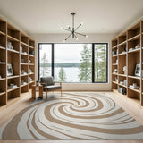 Hypnotic Beige Swirl Area Rug
