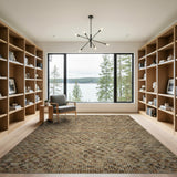 Pixelated Geometric Brown Tan Area Rug