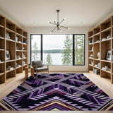 Purple Geometric Staircase Illusion Area Rug