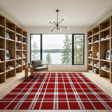Bold Red Plaid Check Area Rug
