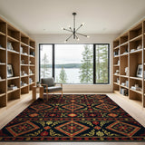 Red Gold Persian Floral Area Rug