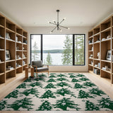 Festive Green Christmas Tree Pattern Area Rug