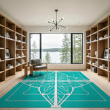 Teal Intricate Mandala Geometric Area Rug
