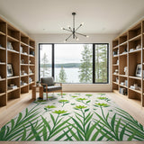Vibrant Green Floral Scatter Area Rug