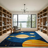 Kids Space Planets Stars Cartoon Area Rug