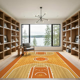 Basketball Geometric Modern Orange Basketball Court Area Rug