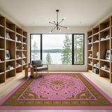 Pink Ornate Pink Persian Medallion Area Rug