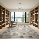 Beige and Neutral Geometric Modern Abstract Geometric Neutral Area Rug