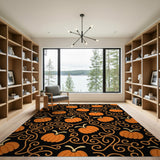 Whimsical Orange Pumpkin Swirl Area Rug