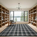 Distressed Vintage Distressed Black White Checkered Area Rug