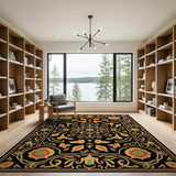 Multi-color and Patterns Opulent Gold Floral Persian Area Rug