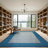 Blue Border Woven Coastal Area Rug