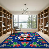 Jolly Cartoon Christmas Elf Candy Cane Area Rug