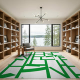 Vibrant Green Geometric Abstract Geometric Modern Area Rug