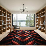 Geometric Modern Red Bold Red Chevron Geometric Area Rug