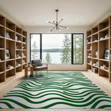 Green Wavy Line Area Rug