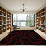 Swirling Red Abstract Area Rug