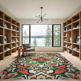 Coral Floral Persian Area Rug