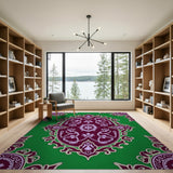 Multi-color and Patterns Ornate Green Persian Floral Medallion Rug