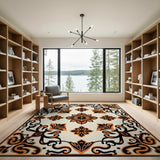 Burnt Orange Persian Floral Medallion Rug