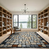 Grey Cobblestone Mosaic Area Rug