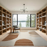 Abstract Textured Ovals Beige Area Rug