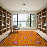 Cheesy Pizza Party Orange Cartoon Area Rug