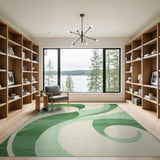 Wavy Green Abstract Green Area Rug