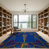 Vintage Rainbow Mic Blue Area Rug