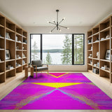 Geometric Modern Multi-color and Patterns Vibrant Pink Yellow Geometric Area Rug