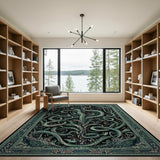 Teal Kraken Tentacle Persian Rug