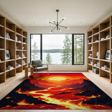 Fiery Lava River Sunset Area Rug