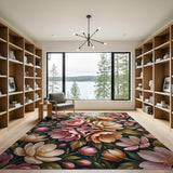 Blush Peony Garden Floral Area Rug
