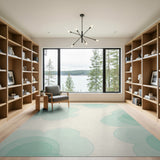 Teal Watercolor Floral Area Rug