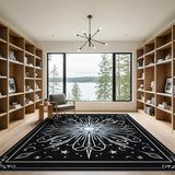 Black and White Celestial Starburst Black White Area Rug