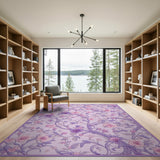 Purple Floral Vine Scroll Area Rug