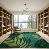 Abstract Area Emerald Green Leaf Abstract Area Rug