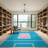 Vibrant Blue Pink Geometric Area Rug