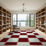 Red Checkered Grid Area Rug