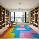 Vibrant Multi-Color Geometric Block Multi-color and Patterns Area Rug