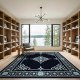 Elegant Teal Persian Medallion Area Rug