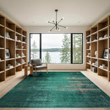 Teal Distressed Vintage Stripe Area Rug