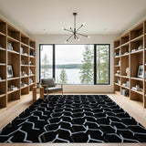 Modern Black Hexagon Geometric Area Rug
