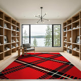 Geometric Modern Bold Red Plaid Geometric Area Rug