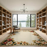 Vintage Floral Border Cream Area Rug