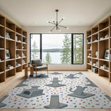Rainbow Grey Cat Washable Area Rug