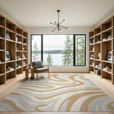 Beige and Neutral Abstract Area Beige Swirl Abstract Area Rug